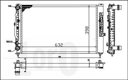 Радіатор охолодження двигуна A4/A6/Passat 94-08 1.6-2.8 LORO DEPO 053-017-0056