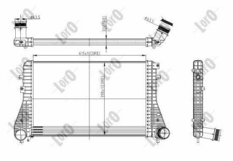 Радіатор інтеркулера а PASSAT/TIGUAN 1.4-2.0 05- LORO DEPO 053-018-0013