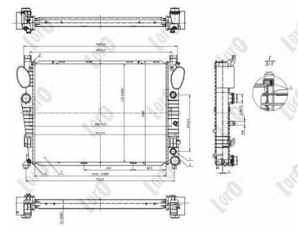 Радіатор охолодження двигуна W220/C215/R230/S320 CDI 00-05 LORO DEPO 054-017-0055-B (фото 1)