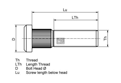 Болт для кріплення колеса DIESEL TECHNIC DT 117134