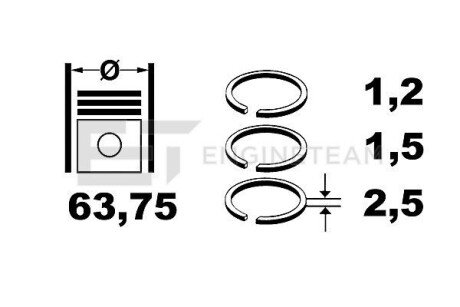 Комплект кілець на поршень ET ET ET ENGINETEAM R1000625