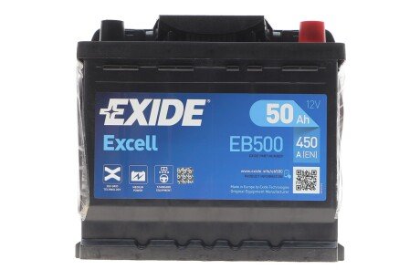 АКБ 6СТ-50 R+ (пт450) (необслуг) EXCELL EXIDE EB500