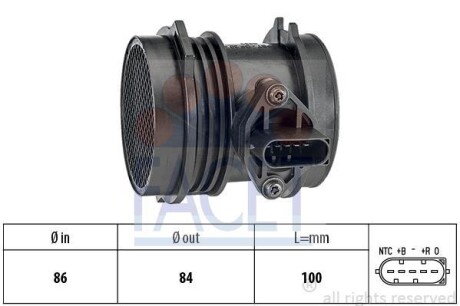 Витратомір повітря (5 конт.) MB C,E-class (W203/W211) 2.6-3.7 96-12 FACET 10.1064