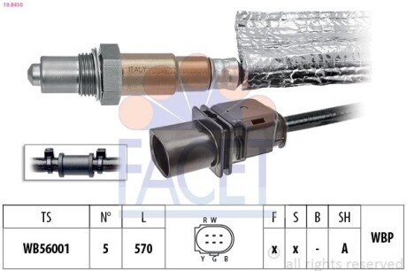 Датчик кисню (лямбда-зонд) i40/CARENS IV/OCTAVIA/SUPERB 1.8/2.0/2.0D 04- (10.8410) FACET 108410