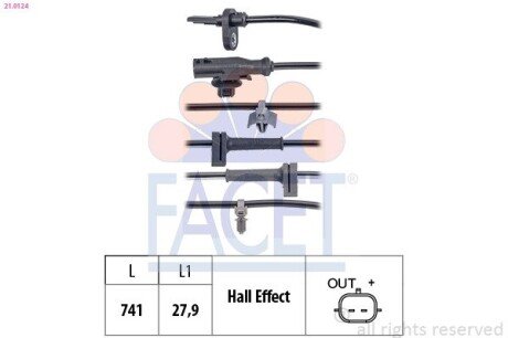 Датчик ABS передній Ford Courier 14-> (21.0124) FACET 210124