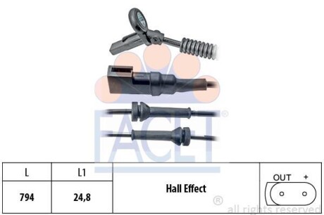 Датчик ABS передній Ford Fusion 02-13 (790 мм) (21.0151) FACET 210151