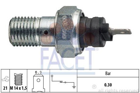 Датчик тиску оливи Lancia Y10 1.1 i.e. fire (156ag) (89-95) (7.0003) FACET 70003