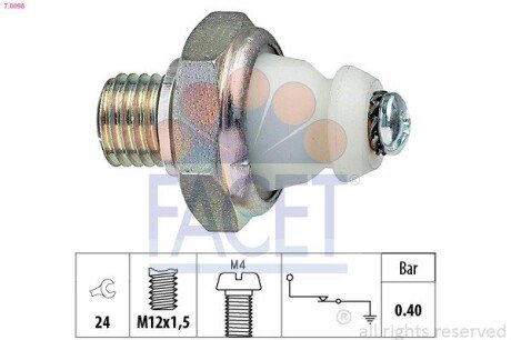 Датчик тиску оливи ОМ601/602 (7.0098) FACET 70098