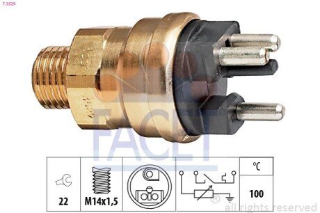 Датчик температури W124/201 M102 (3 конт.) 7.3529 FACET 73529