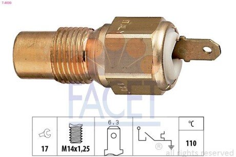 Датчик вмикання вентилятора Peugeot 405 ii 1.9 d (97-99) (7.4030) FACET 74030