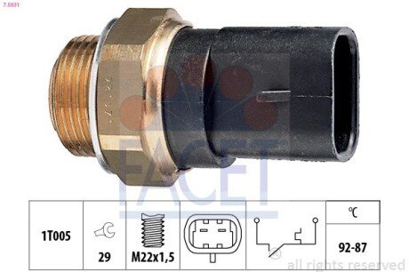 Датчик вмикання вентилятора Fiat Panda/Tempra/Tipo/Uno 0.8-2.8 79- (7.5031) FACET 75031