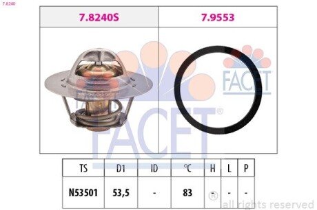 Термостат Jumper/Ducato/Boxer 1.6-2.0 i/D 94- (82 C) (7.8240) FACET 78240