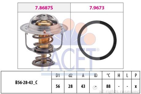 Термостат Toyota Avensis 2.0 (azt250_) (03-08) (7.8688) FACET 78688