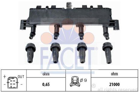 Котушка запалення BERLINGO/C2/C3 I/C3/P206/P307 1.1-1.6 93- FACET 9.6305