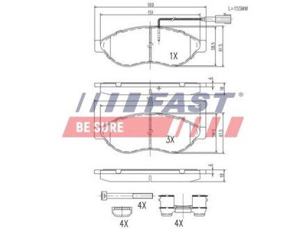 Колодки гальмівні перед Fiat Ducato (06-) с датчиком FAST FT29130