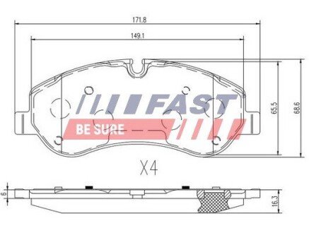 Колодки гальмівні перед.Ford Transit (13-) без датчика FAST FT29549