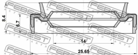 Сальник КПП 14X25.65X6.7X8.4 TRANSIT 2.2-2.4 01-18 FEBEST 95EAY-15250708X