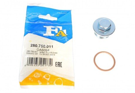 Пробка піддону + ущільнювач FA1 Fischer Automotive One (FA1) 280.750.011