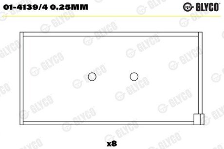 Пiдшипник шатуна (к-кт) AEB91205.010 Glyco 01-4139/4 0.25MM