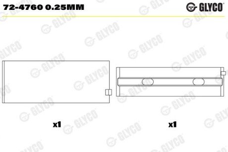 Вкладиші корінні MB Glyco 72-4760 0.25MM