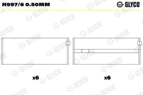 Комплект вкладишів двигуна Glyco H997/6 0.50MM