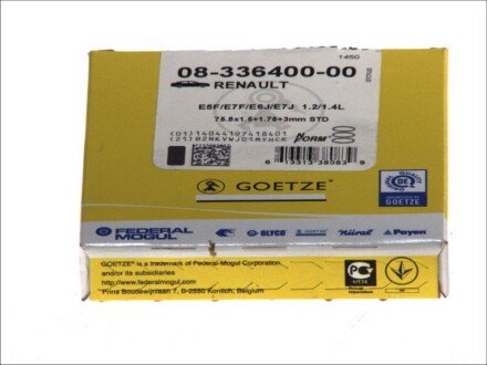 Комплект кілець поршневих з 3 шт. GOETZE 08-336400-00