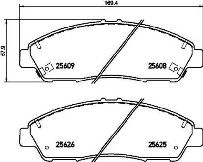 Гальмівні колодки Honda Pilot 08- (AKEBONO) PAGID HELLA 8DB355020-211