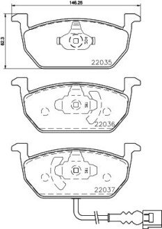 Колодки гальмівні дискові комплект; передн. PAGID HELLA 8DB355021951