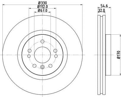 Гальмівний диск перед. W164/W251 05- (PRO) PAGID HELLA 8DD355113-171