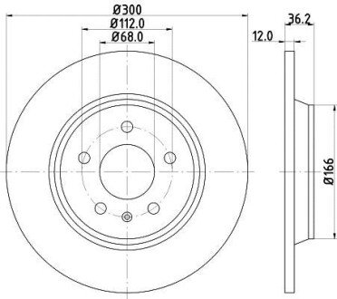 Гальмівний диск зад. A4/A5/A6/A7/Q5 07- (300x12) PAGID HELLA 8DD355113-931