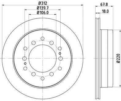 Гальмівний диск зад. Cruiser 300/80/90/Prado/Lexus GX 01-10 3.0-4.7 (PRO) PAGID HELLA 8DD355114-861