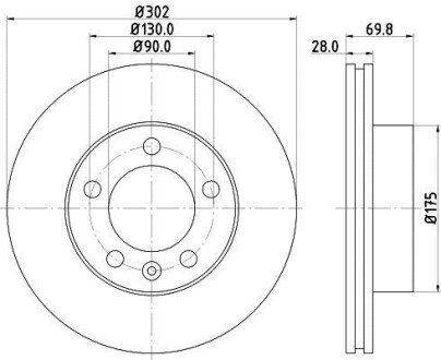 Гальмівний диск перед. Master/Movano 10- (302mm) PAGID HELLA 8DD355117-121