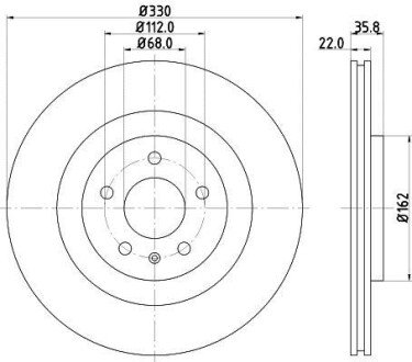 Гальмівний диск зад. A4/A5/A6/A7/Q5/Macan 07- 1.8-3.2 (PRO) 330mm PAGID HELLA 8DD355118-021