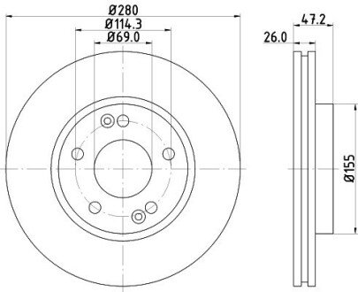 Диск гальмівний з покриттям PRO; передн. PAGID HELLA 8DD355118151