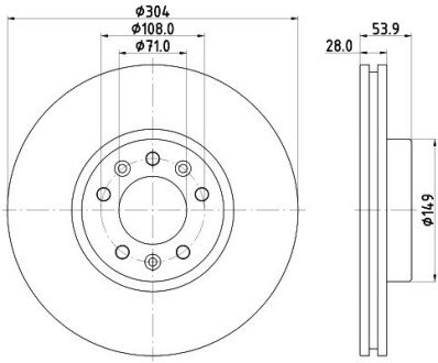 Диск гальмівний з покриттям PRO; передн. PAGID HELLA 8DD355125411