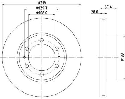 Диск гальмівний з покриттям PRO; передн. PAGID HELLA 8DD355126771