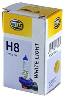 Лампа розжарювання White Light H8 12V 35W 4200K HELLA 8GH223498141