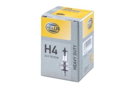 Лампа розжарювання, H4 24V 75/70W P 43t HELLA 8GJ002525251