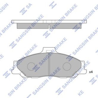 Колодки гальмівні дискові (комплект 4 шт) HQ Hi-Q (SANGSIN) SP1628