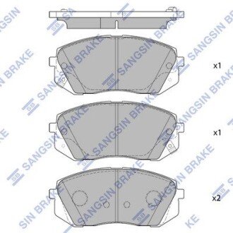 Колодка гальм. диск. HYUNDAI SONATA (LF) 16" 14 передн. (SANGSIN) SANGSIN Hi-Q (SANGSIN) SP1682