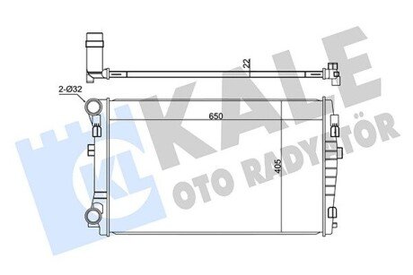 Радіатор охолодження Octavia A7 1.4TSi/1.6TDi/2.0TDi (13-)/Golf VII 1.4TSi/1.2TSi (12-) АКПП/МКПП OTO RADYATOR Kale 345840