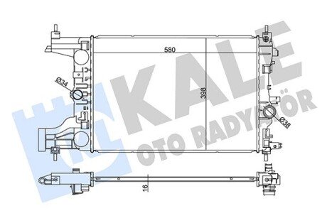 Радіатор охолодження Chevrolet Cruze 1.6, 1.8 (09-), Orlando (10-) 1.8i, Astra J (10-) 1.4i, 1.6i, 1.8i МКПП OTO RADYATOR Kale 349200 (фото 1)