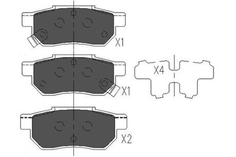Гальмівні колодки зад. Civic -01/Jazz 02- PARTS KAVO KBP-2007
