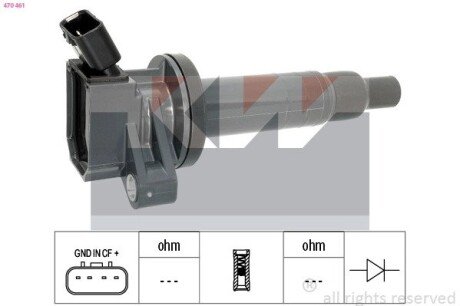 Котушка запалювання (аналог EPS 1.970.461/Facet 9.6361) KW 470 461