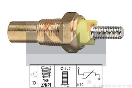 Датчик температури охолодж. рідини/масла/топлива (аналог EPS 1.830.028/Facet 7.3028) KW 530 028 (фото 1)