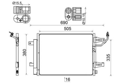 Радіатор кондиціонера MAHLE MAHLE / KNECHT AC 509 000S