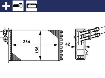 Теплообмінник пічки MAHLE / KNECHT AH72000S