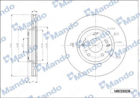 Диск тормозной MANDO MBC030238 (фото 1)