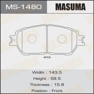 Гальмівні колодки передня AN-670K, NP1024, P83105 MASUMA MS1480