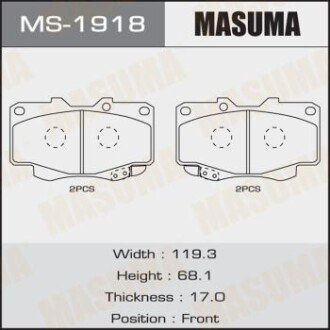 Колодки гальмівні передн Toyota Hilux (05-12) (MS-1918) MASUMA MS1918